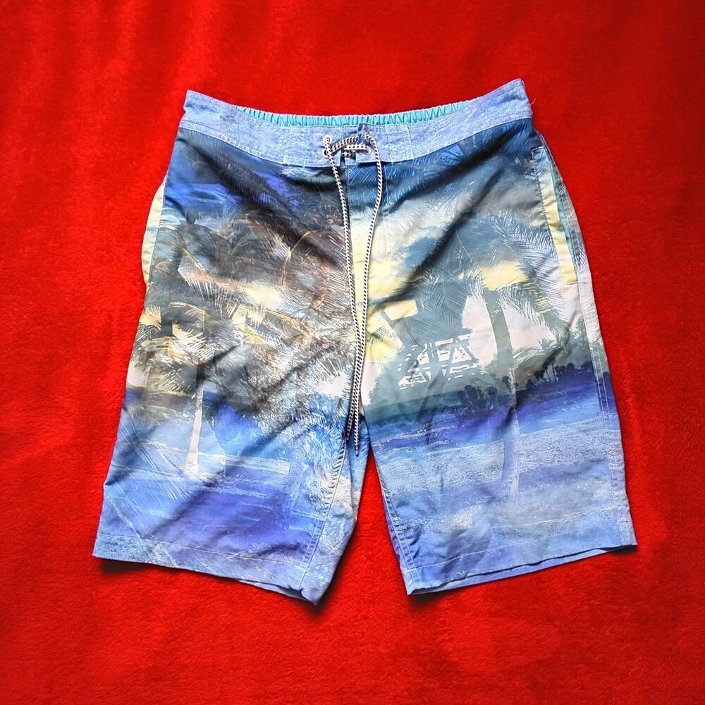 Aeropostale Graphic Board Shorts Swim Pants Mens M Tropical California Coastal